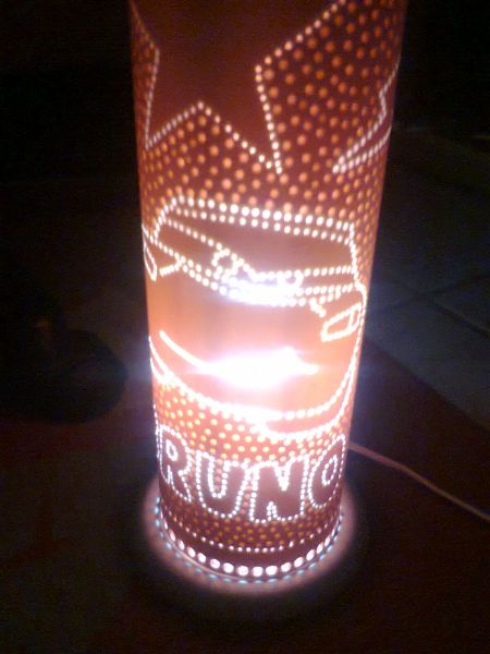 Luminaria artesanal pvc Carros com nome.